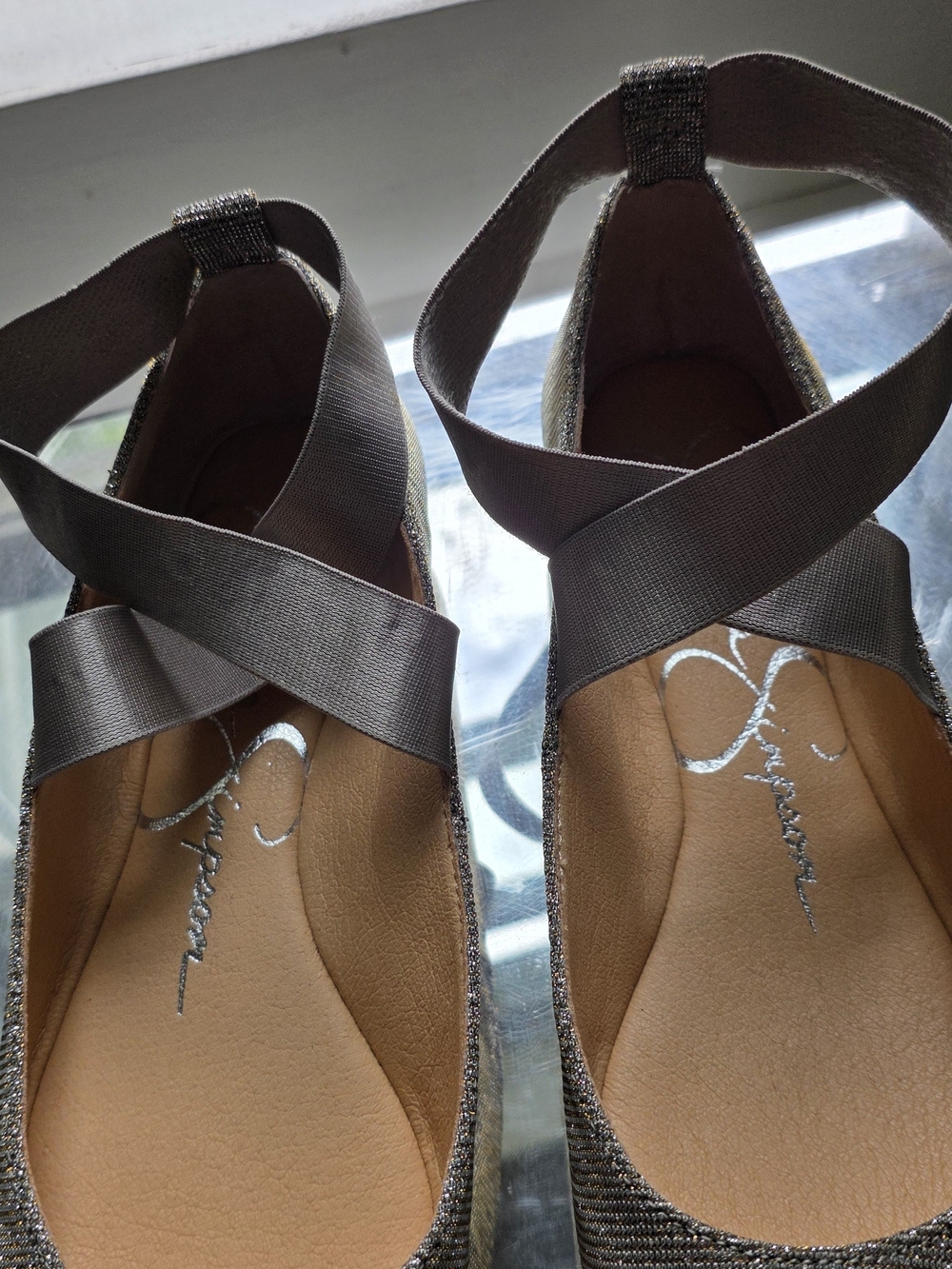 Jessica Simpson NWOB Mandalaye Metallic Bronze/Gold Ballet Flats Ankle Wrap Sz 8 - Picture 3 of 7